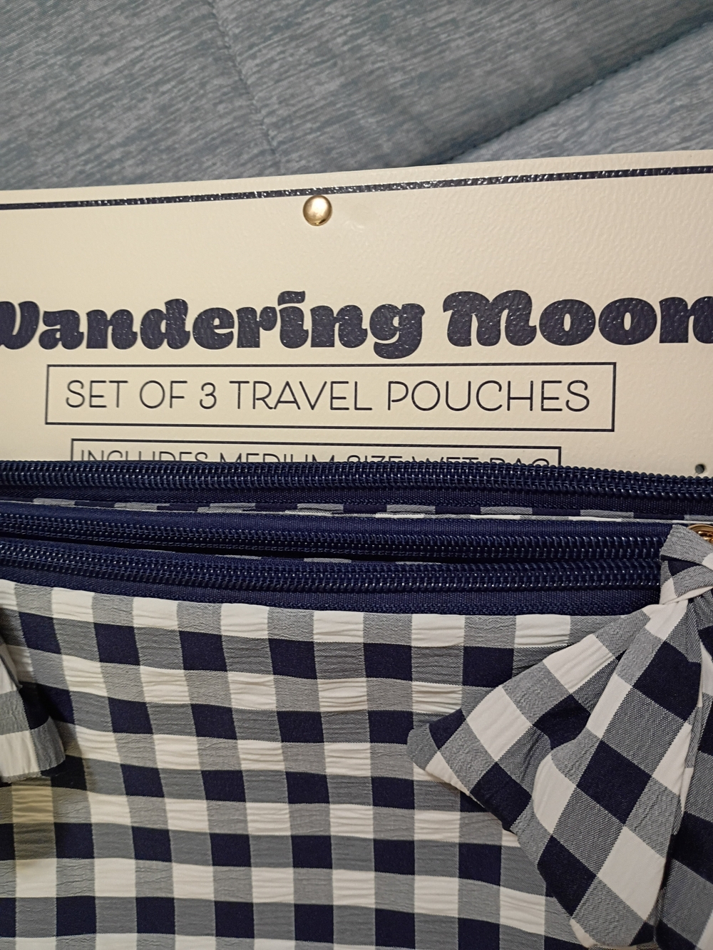 Navy & White Gingham Travel Pouch Set - Picture 2 of 6